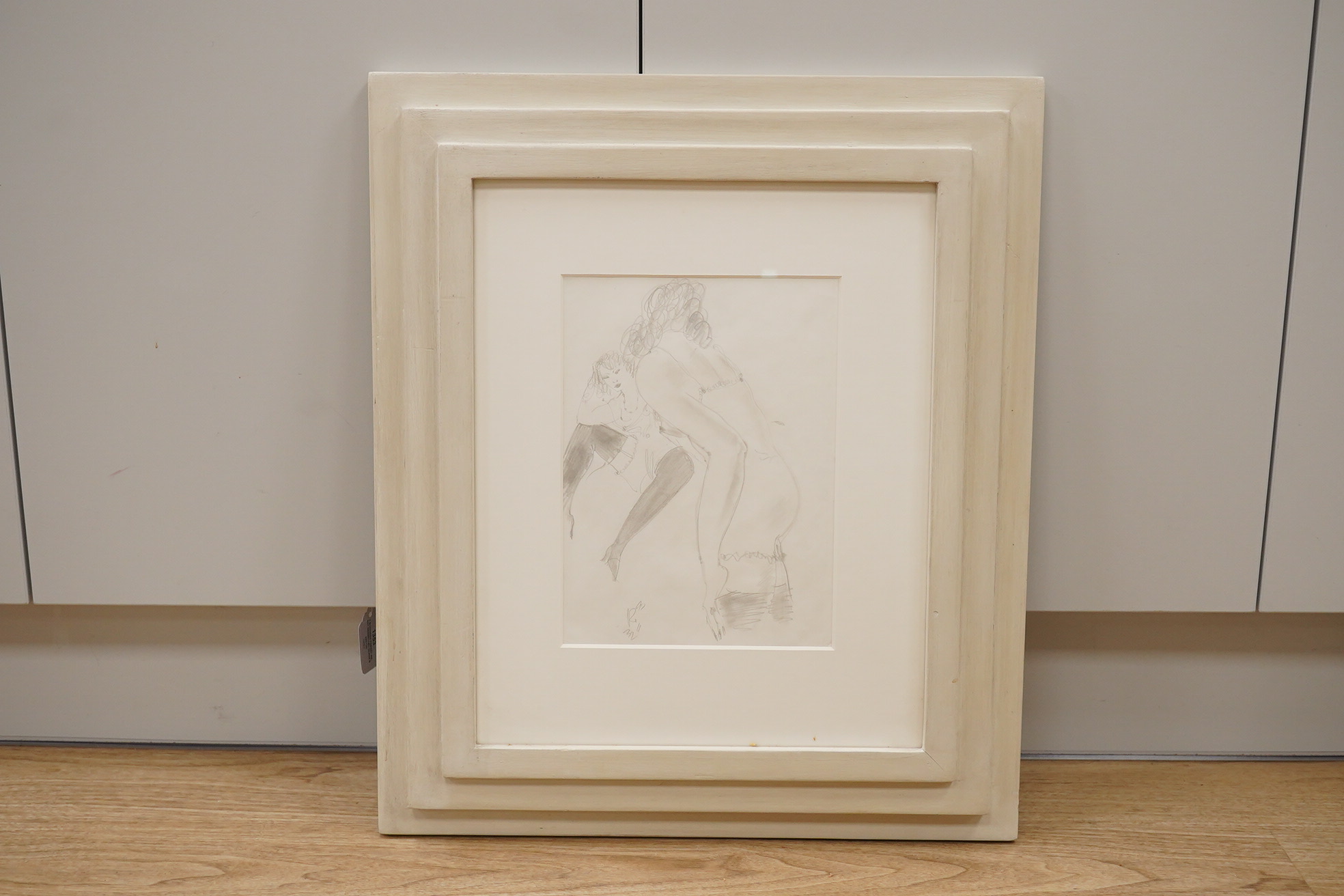 20th century school, pencil, study of two nude women, indistinctly signed and dated, 28 x 20cm. Condition - good